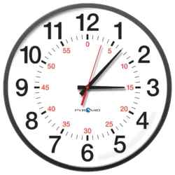 Analog 17" Arial with Black Bezel, Red Seconds